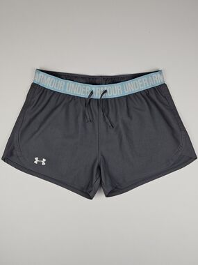 Under Armour Play Up 3.0 Shorts Women’s Medium Gray Blue Athletic Running Gym